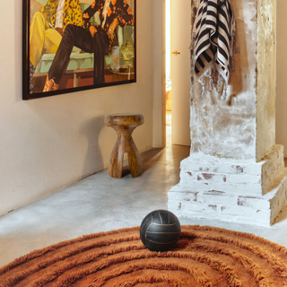 Round woolen rug soft pink (ø150cm)