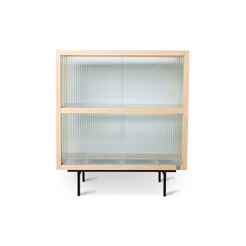 cupboard with ribbed glass, natural HKliving