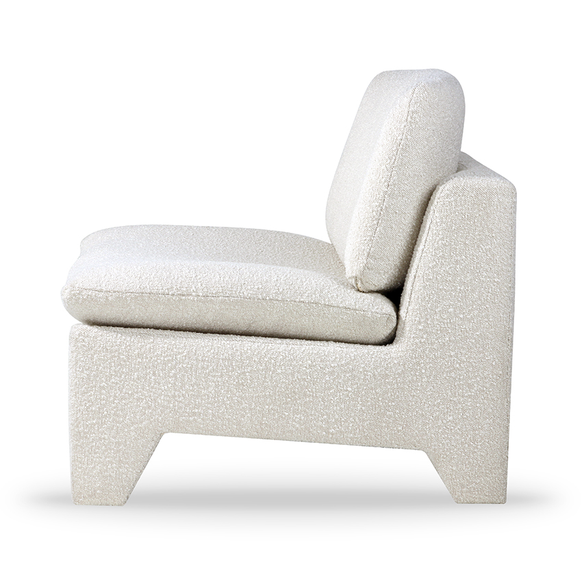 Retro lounge fauteuil boucle cream HKLIVING