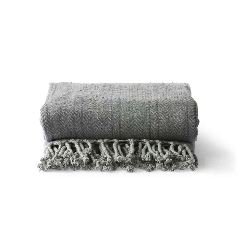 brushed cotton throw grey/purple (130x170) HKliving