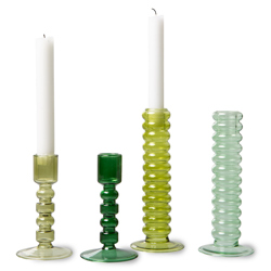 The Emeralds glass candle holder L lime-green