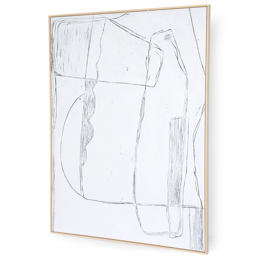 framed brutalism painting white 120x160cm | HKliving