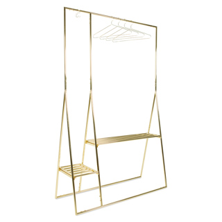 Chubby clothing rack with hangers brass