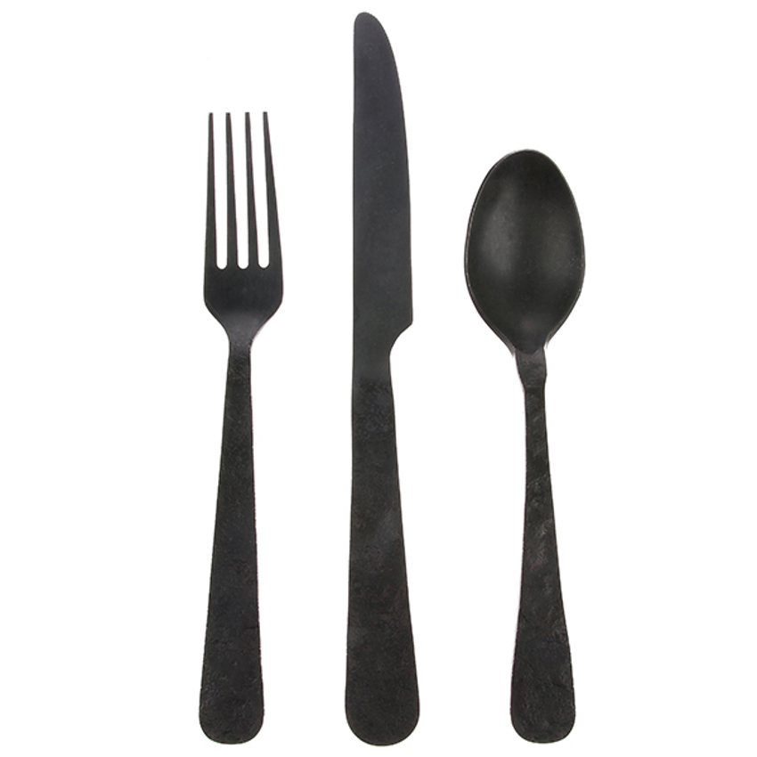 matt black cutlery set of 3 | HKliving