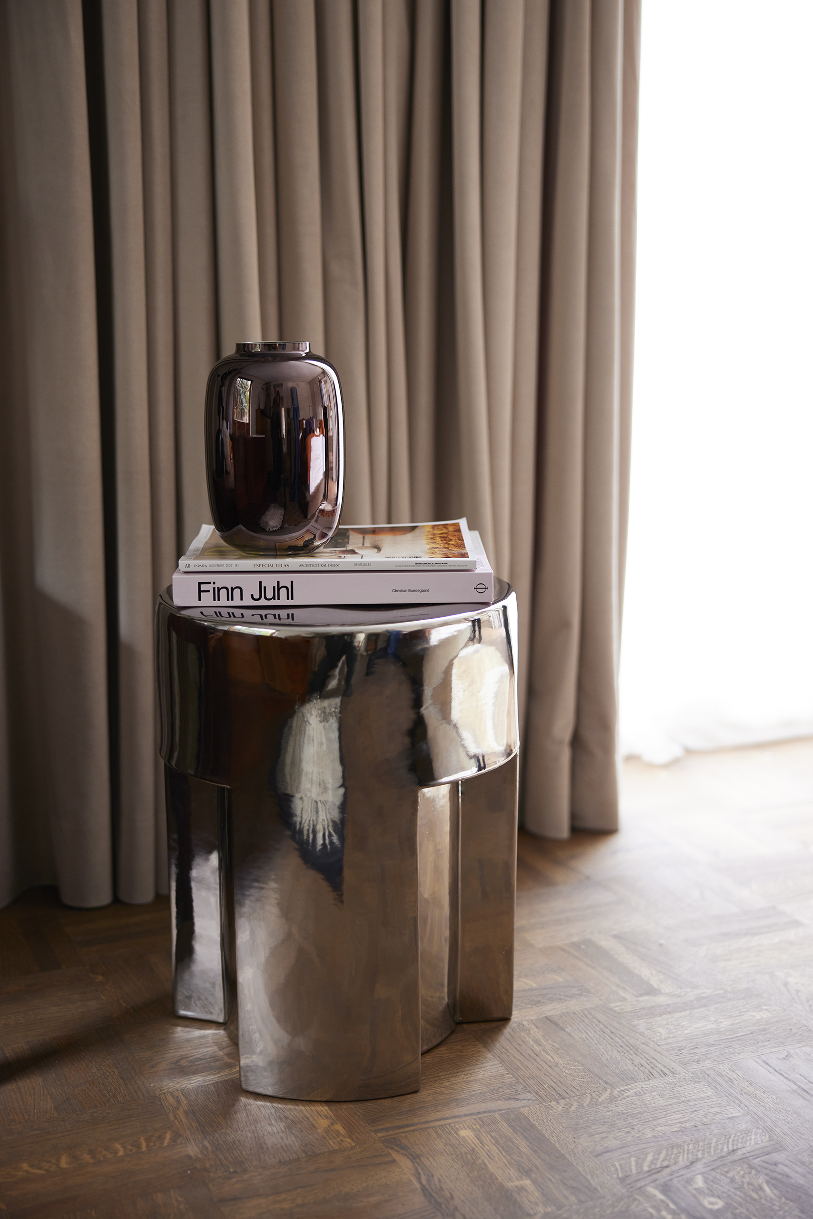 Chrome drum side table discount
